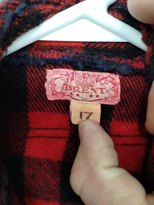 Vintage 1950s 1960s Brent Flannel Shirt Men 17 Medium Red Vintage 1950s 1960s Brent Flannel Shirt Men 17 Medium Red