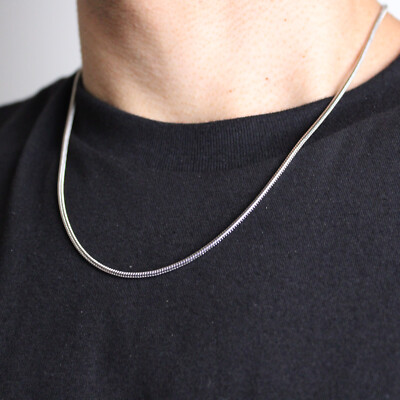 Silver 2mm Round Snake Chain Necklace 18