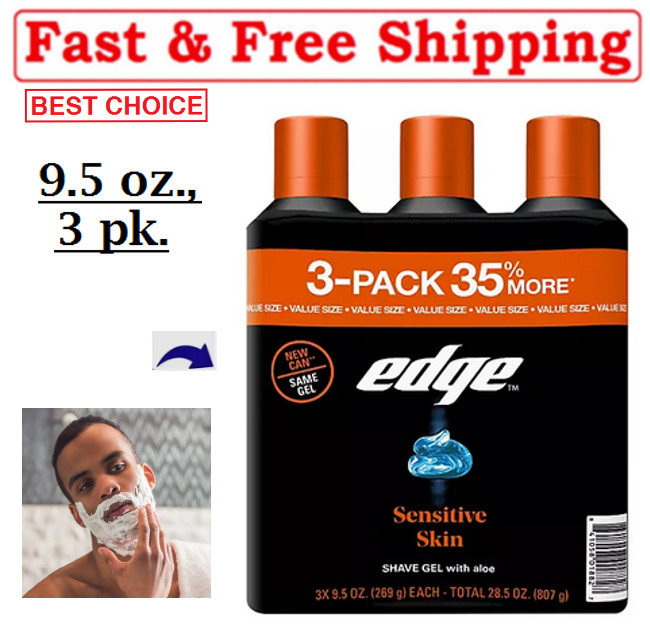 NEW Edge Sensitive Skin Shaving Gel for Men, (9.5 oz., 3 pk.