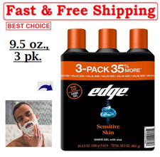 NEW Edge Sensitive Skin Shaving Gel for Men, 9.5 oz., 3 pk. Great Pice