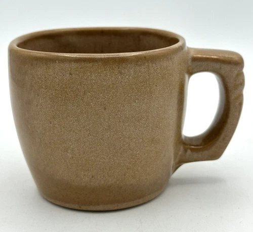 Vintage Frankoma Pottery Plainsman Brown 5C Flat Cup 7 Oz Coffee Mug
