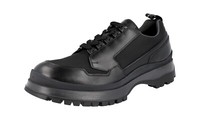 Prada Leder Brixxen Sneakers Wander Stiefelette Schuhe Schwarz Neu - 10 44