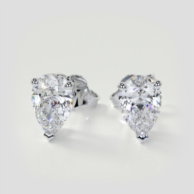 Lab Grown Diamant Birnenschliff Ohrstecker edler Look 14K Gold bis 2 Karat