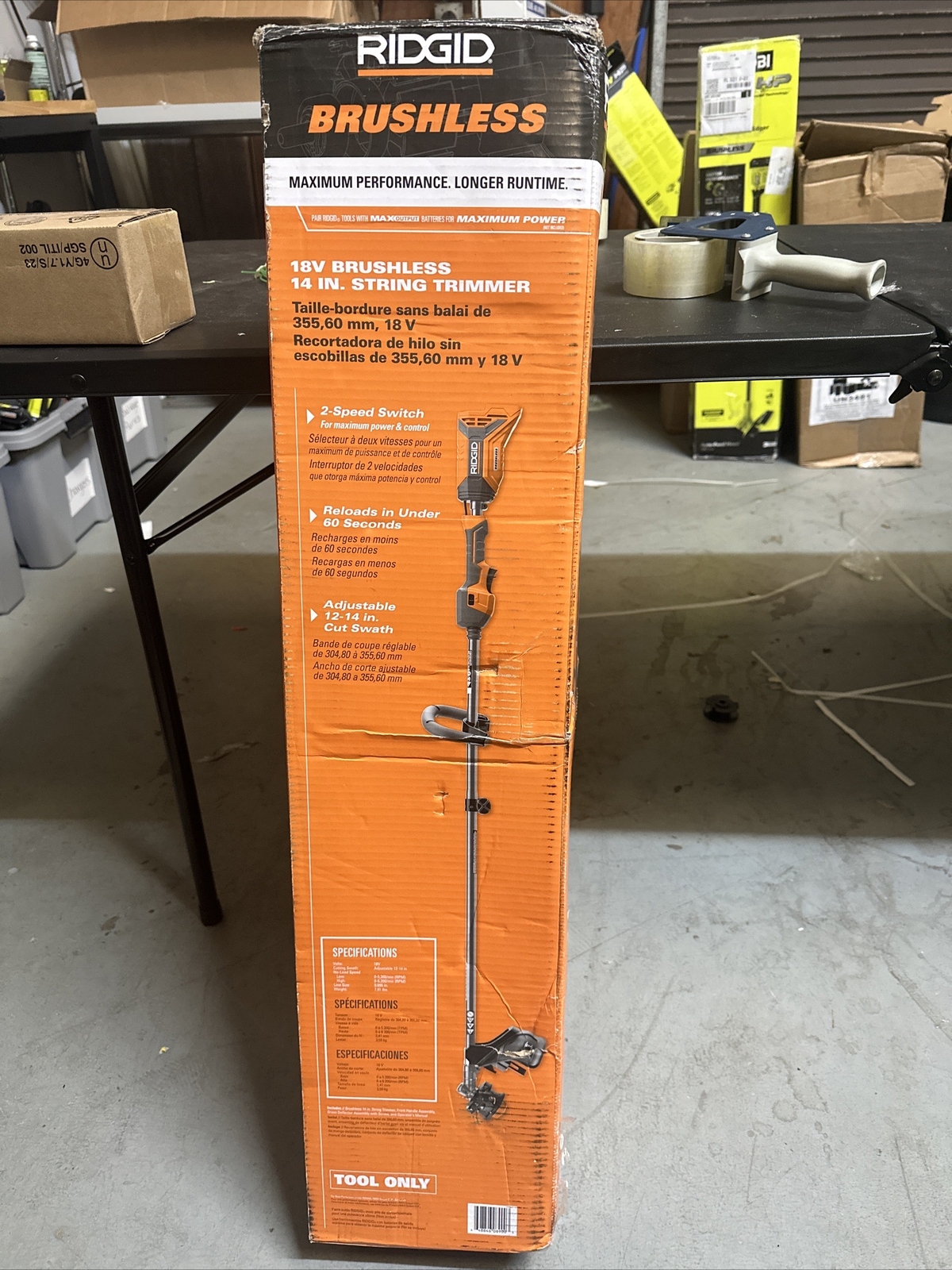 RIDGID String Trimmer 14" 18V Cordless Straight Shaft Variable Speed