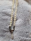 Pearl Necklace With Silver Crystal Pendant New