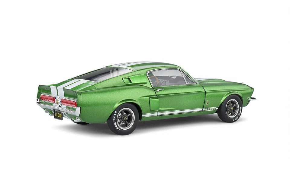 FORD MUSTANG SHELBY GT500 1967 LIME GREEN WHITE SOLIDO S1802907 1:18 GT 500 - Photo 3/4