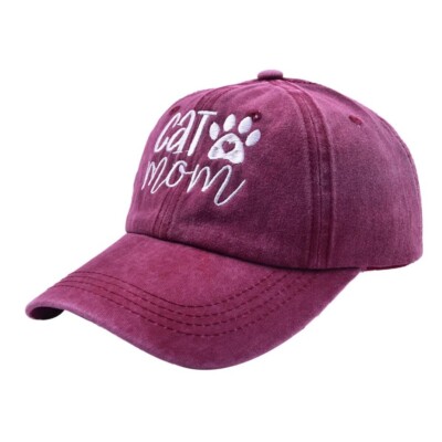Cat Mom Red Hat Baseball Cap Adjustable Great for Cat Lovers, Cat Mama - New