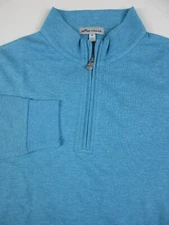 Mens Medium Peter Millar Crown Performance Interlock Quarter Zip sweater blue 