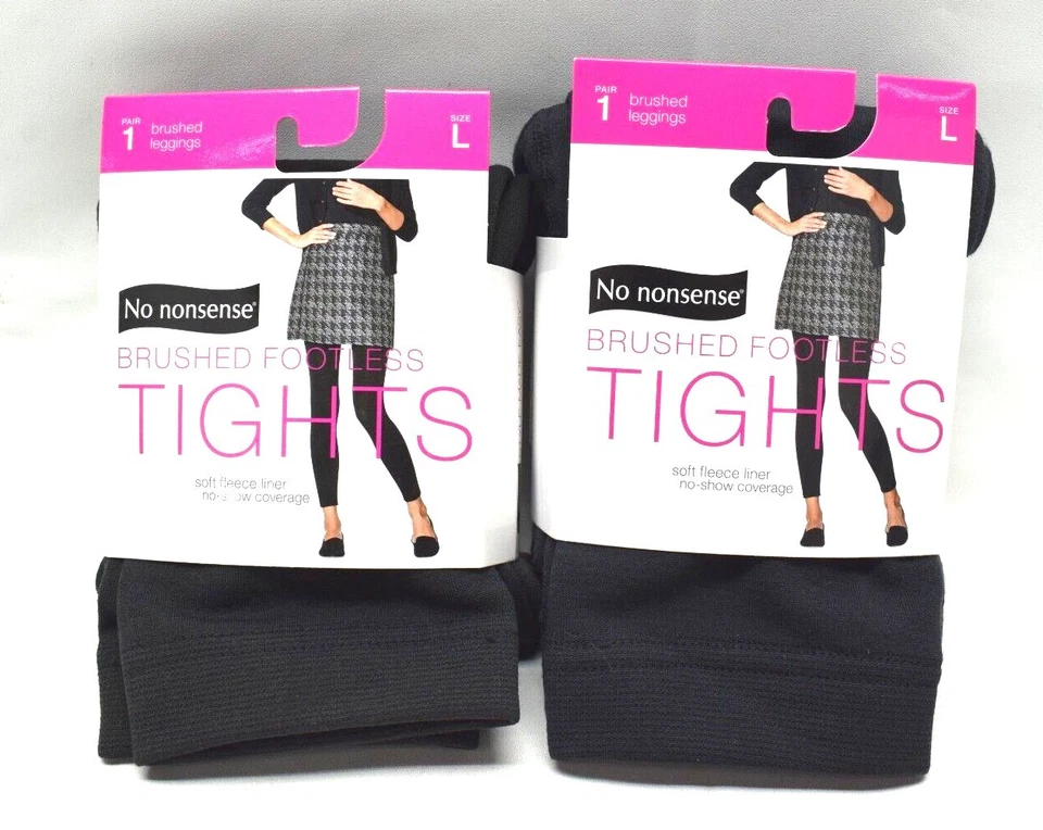 No Nonsense Brushed Footless Tights Cobblestone, Pack of Two, You Choose Size - Image 4 of 4