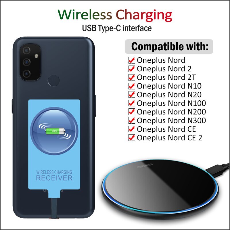 Wireless Charger+Receiver For Oneplus Nord 2T N10 N20 N100 N200 N300 CE  5G - Main Image