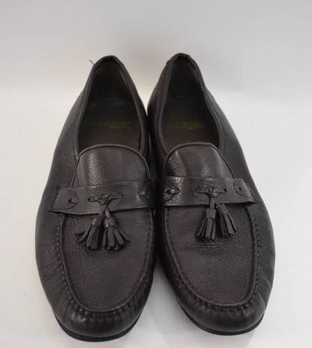 Men's E T Wright Dark Brown Slip Tassel Loafer Shoes Size 13 D Made In Italy