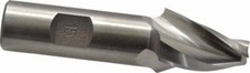 Made in USA 15� 3/8" Small End Diam, 1-1/4" LOC, 3 Flute HSS Tapered Square E...