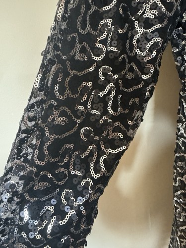Boohoo Sequinned Black Evening Dress. Knee Length. Size 18. New With Tags. - Picture 3 of 6
