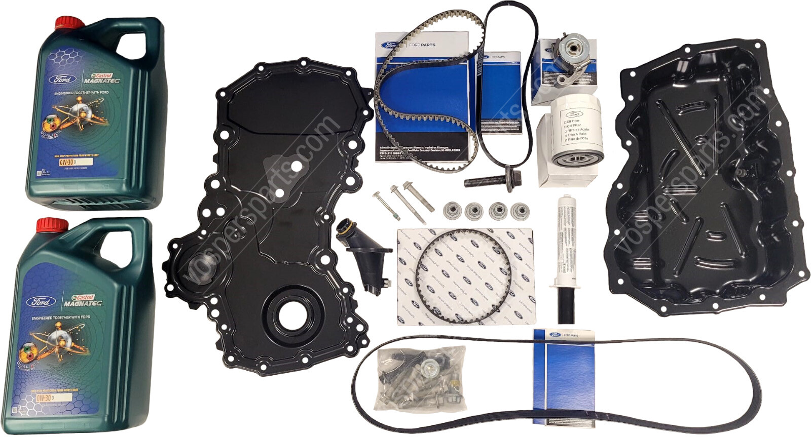 Kit Courroie Humide Complet Ford Transit Custom 2L FWD - Huile Castrol Incluse