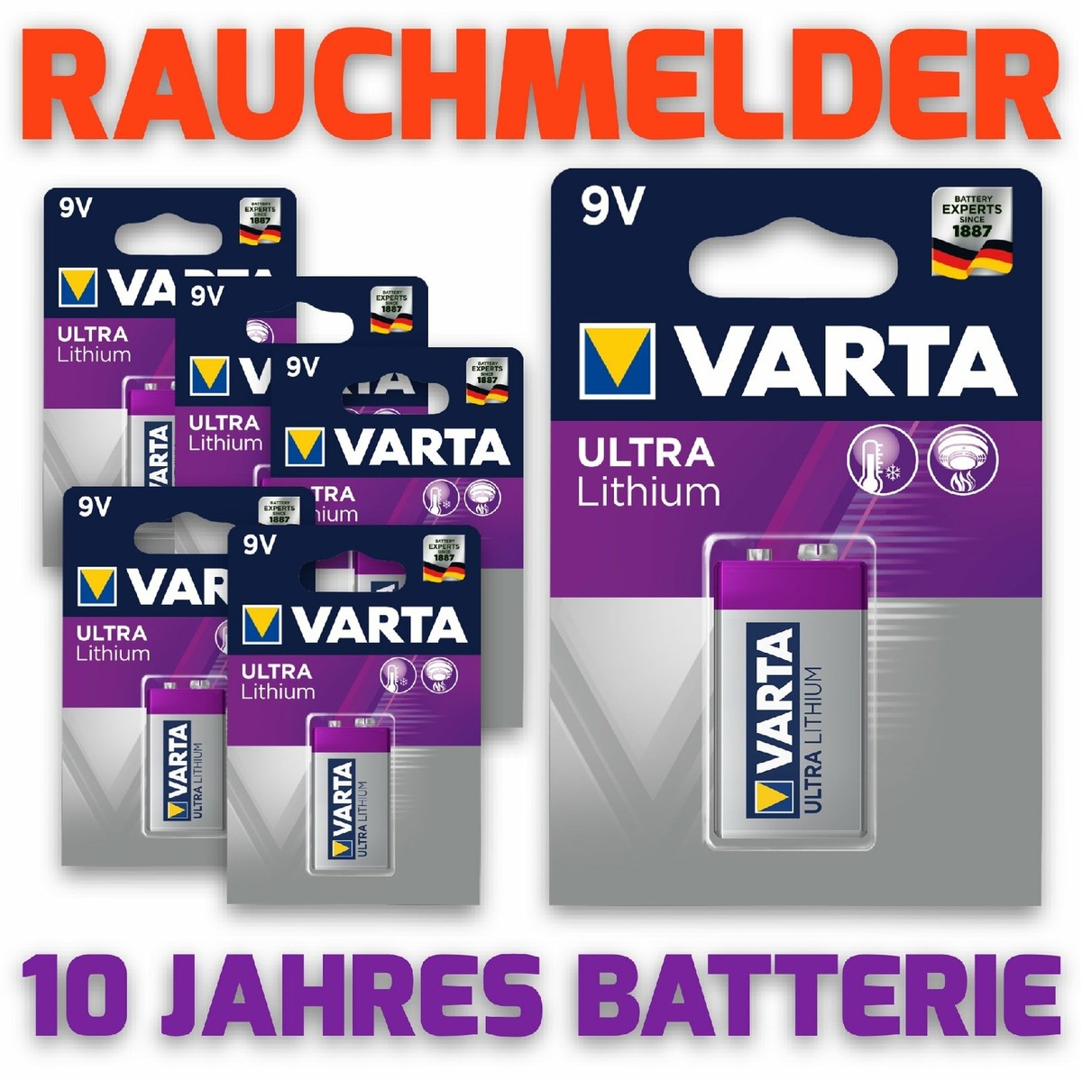 HEITECH 9V Batterien Für Rauchmelder – 4 Stück, Alkaline, Auslaufsicher. Ideal Für Feuermelder, CO-Warner & Mehr.