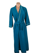 Vintage VANITY FAIR Robe Long Sleeve Velvet Retro Housecoat Gown Teal Felt sz P