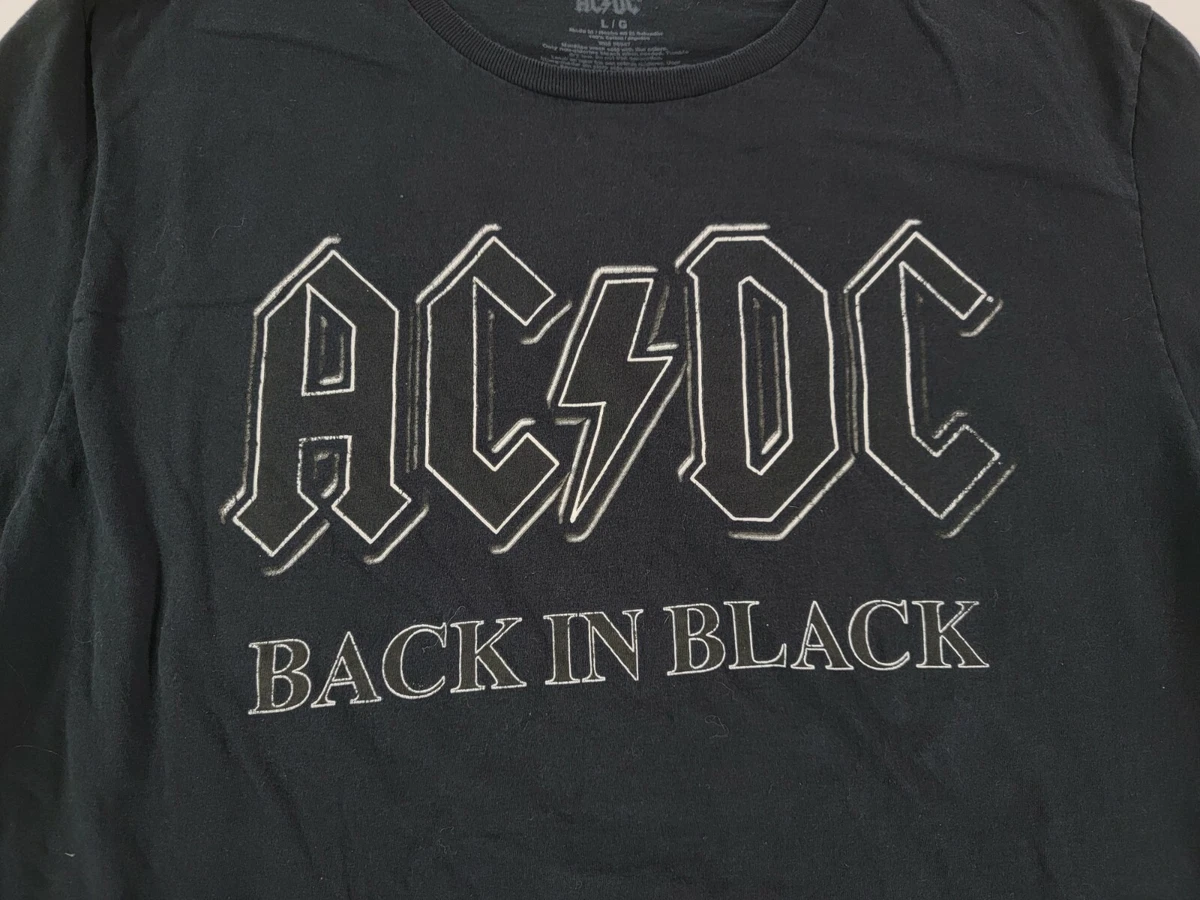 AC DC BACK IN BLACK T shirt LARGE Black Preowned Cotton