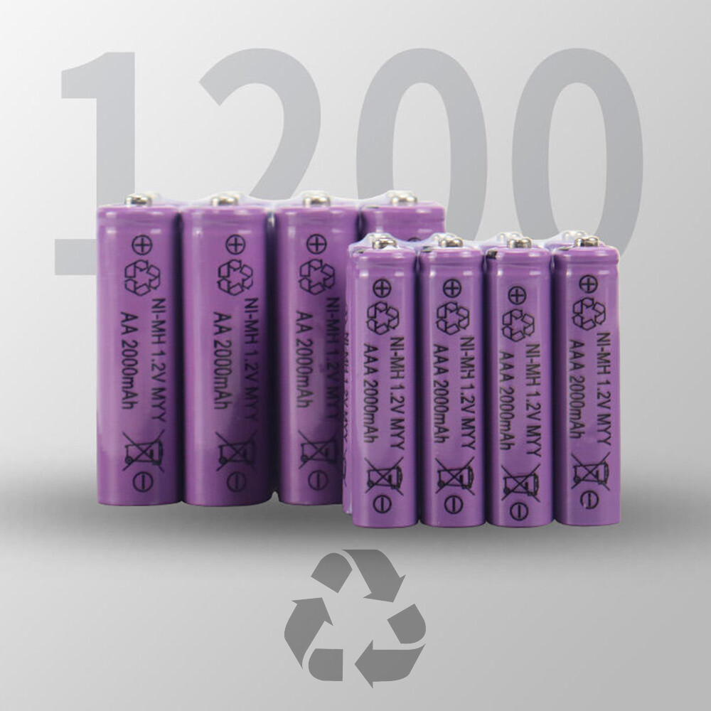 High-Capacity 2000mAh Rechargeable AA AAA Batteries with Power Charger Bundle-image