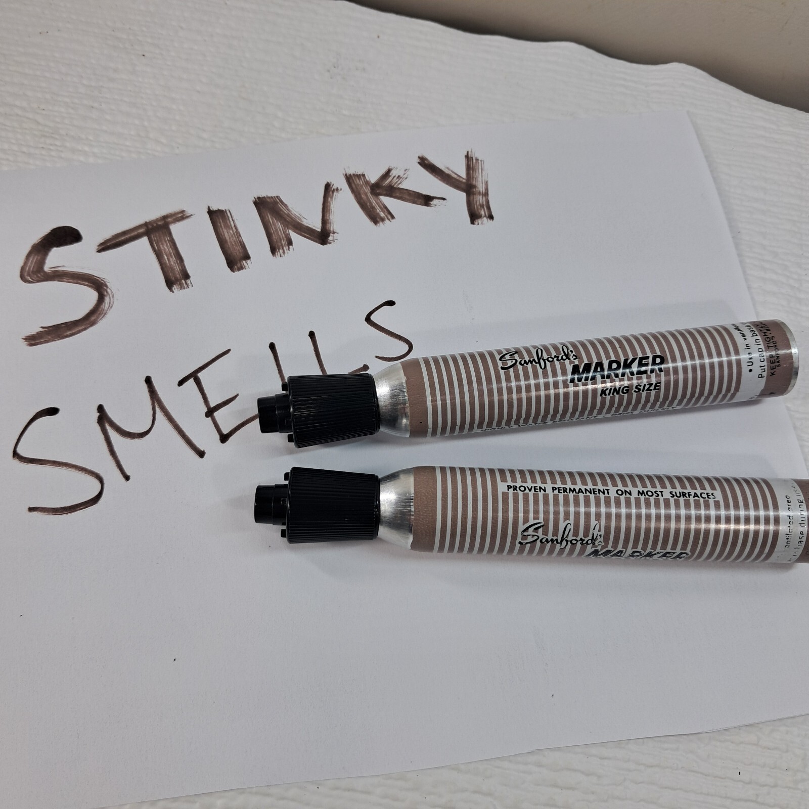 Vintage Sanford's King Size Markers x2 set Black stinky Smelly ink metal WORKS!