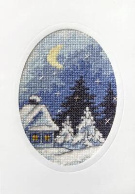 Orchidea Complete cross stitch kit - greetings card Winter night 6150