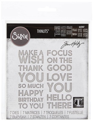 Thinlits Stanzform Set 7PK Bold Text #1 von Tim Holtz 665847 Papier Kunststof...