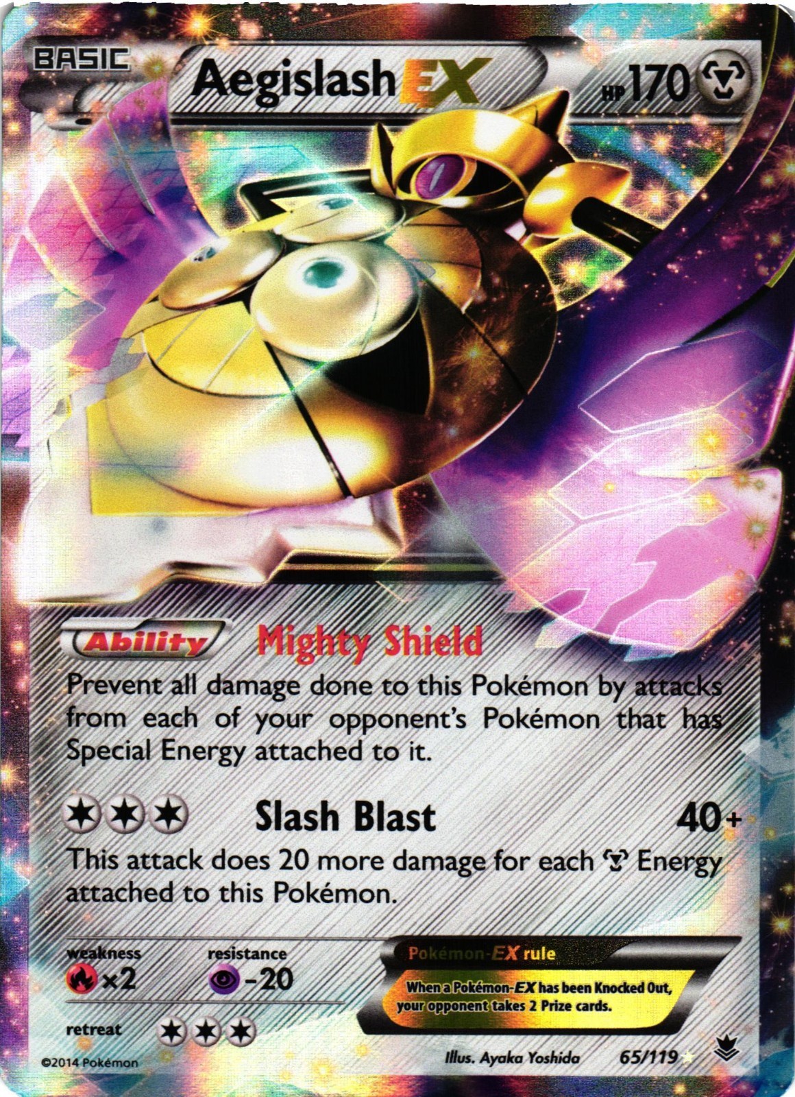 Pokémon TCG Aegislash EX Phantom Forces 65/119 Holo Rare LP