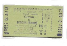 1978 Crewe to London Euston 2nd Class Privilege Return Railway Ticket BR BRB(M)