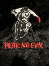 FEAR NO EVIL REAPER VINTAGE HAT VEST PATCH BADGE HIPSTER BIKER NOVELTY 86