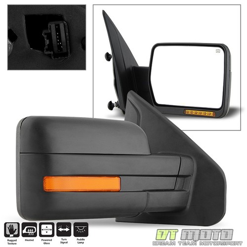 Autopartsclub2018 RH Power Towing Mirror For 2007-2014 F150 | Heated Signal Puddle Light | Manual Fold | Black ABS