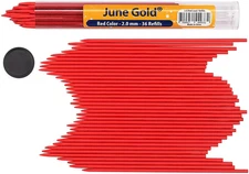 36 Red (Cherry #101) Colored 2.0 Mm Lead Refills, Bold Thickness for Heavy Use, 