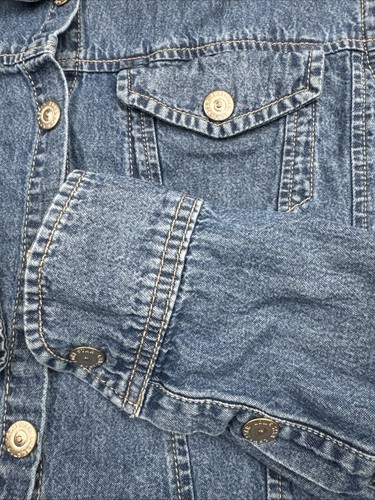 Country Western Blue Denim Crop Top Silver Snaps Lace Up Back/Wrap Med Cowgirl - Picture 4 of 19