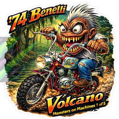 1974 Benelli Volcano Minibike 9x9cm Durable Die-Cut Vinyl Sticker 1 of 5