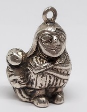 Vintage HEAVY Ręcznie robiony charm wiszący Sterling podpisany GRAZIELLA G LAFFI PERU