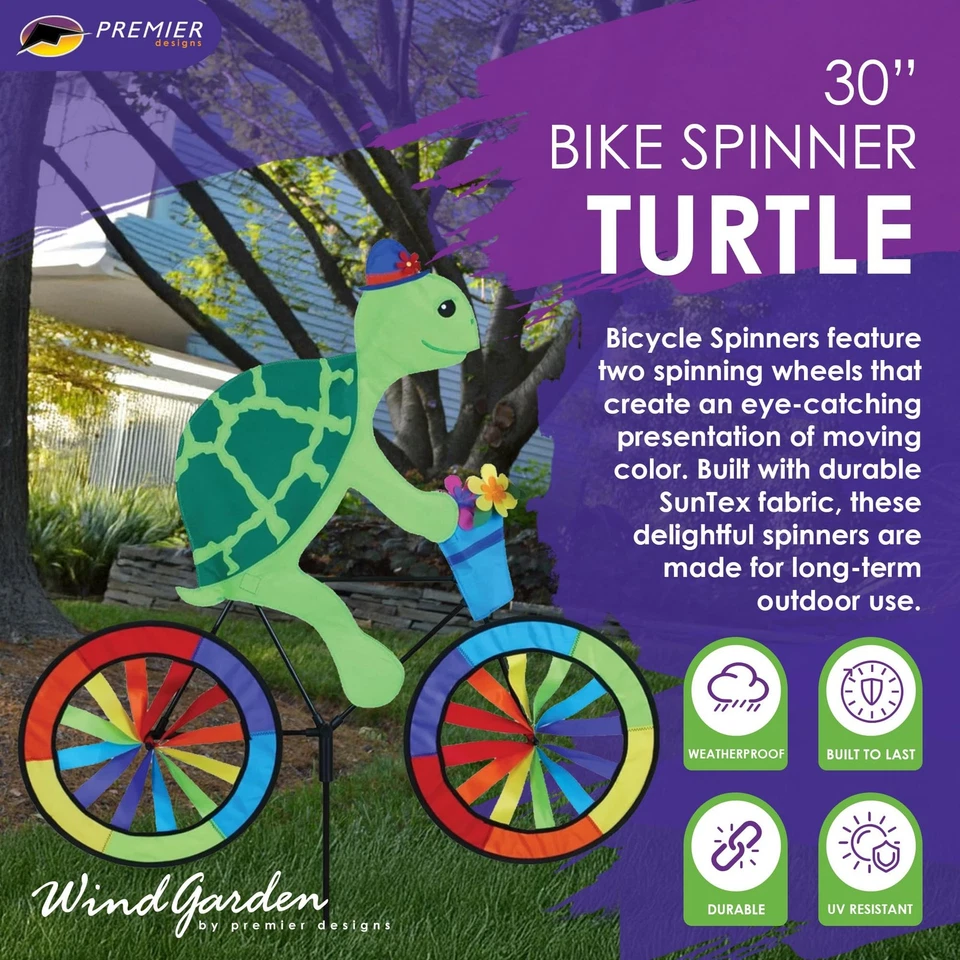 Bicicleta Spinner Turtle 30" - Lindo Diseño de Reptiles, Decoración Exterior Resistente a la Intemperie... Foto 2 de 4