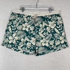 American Eagle Swim Trunks Board Shorts Teal White Tropical Men's Hawaiian XL