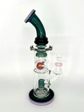 11" GLASSLAB 303 DOUBLE TREE PERC RIG BONG PIPE 14MM BOWL THICK GLASS-FREE GIFTS