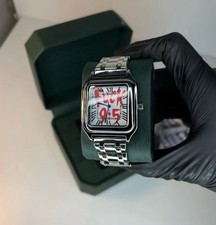 Quartz Analogue Square 40mm Silver-Tone Stain...