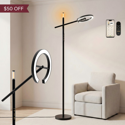 Smart  Full Spectrum Floor Lamp with Remote & App 7 Brightness & 4 Color Temps