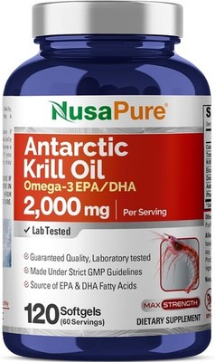 Antarctic Krill Oil 2000 mg per serving | 120 Softgels | Omega-3 EPA/DHA