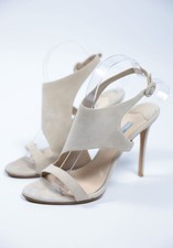 PRADA Beige Suede Slingback Sandals High Heels Shoes EU 39 US 9
