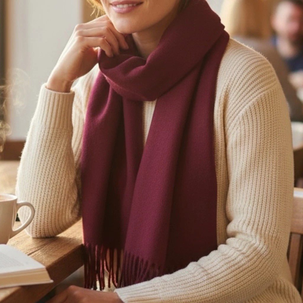 Italian Wool Scarf Burgundy Red 100% Wool Made in Italy 12x71
Opens in a new window or tab