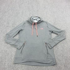 Under Armour Hoodie Womens Medium Gray Funnel Neck Pullover Zip Pockets 1293020