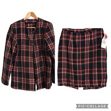 Vintage 60s/70 Plaid Skirt Suit Set International Lot-USA Made Womens L NWT