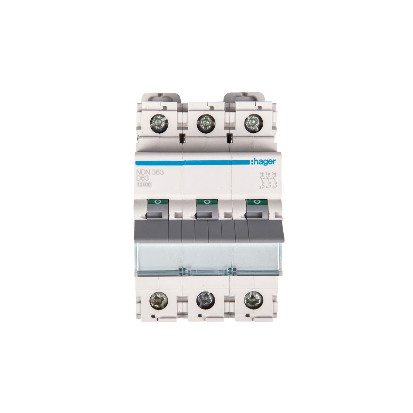 Hager , Interruttore Differenziale, Hag Ndn363 Interruttore Miniaturizzato 3 Poli 10Ka D-63A 3M - Immagine 3