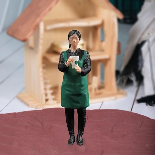 1:64 Coffee Salesperson Figure DIY Projects Collections S Scale Decoration - Picture 2 of 7