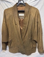 Women's Medium Brown Leather Jacket Vintage 1990s Laurice Dolman Soft Heavy