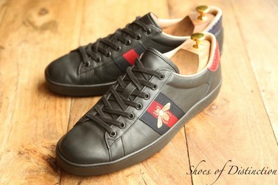 Gucci Ace Black Leather Shoes Trainers Sneakers UK 9.5 US 10.5 EU 43.5