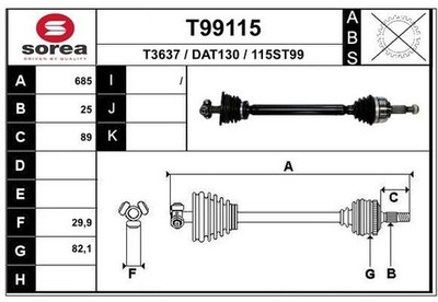 Antriebswelle Vorne Links 685Mm für Dacia Lodgy JS 1.6 ab 12->