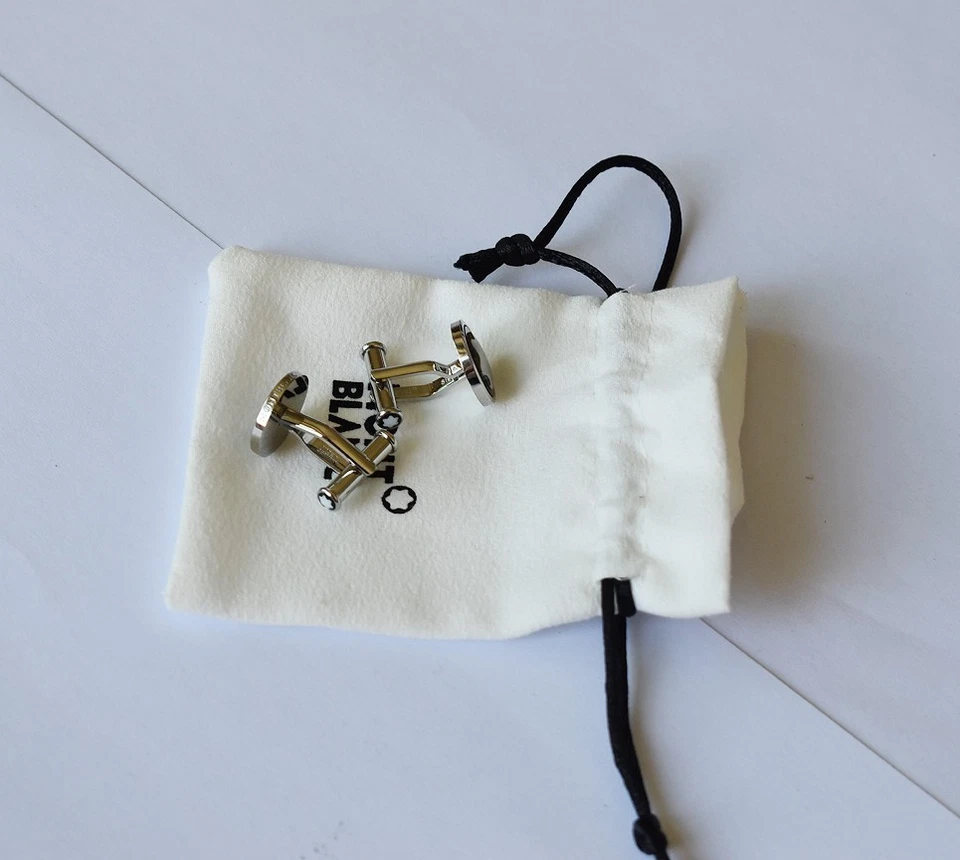 Abotoaduras Montblanc redondas formato estrela em aço inoxidável MB116661 sem caixa - Imagem 4 de 4