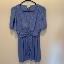 a new day Baby Blue-Blue Polka Dot Button Front Mini Dress